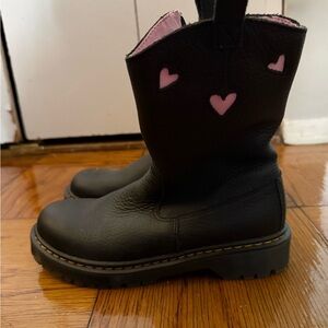 Dr. Martens Black Boots with Pink Heart Accents size US 5